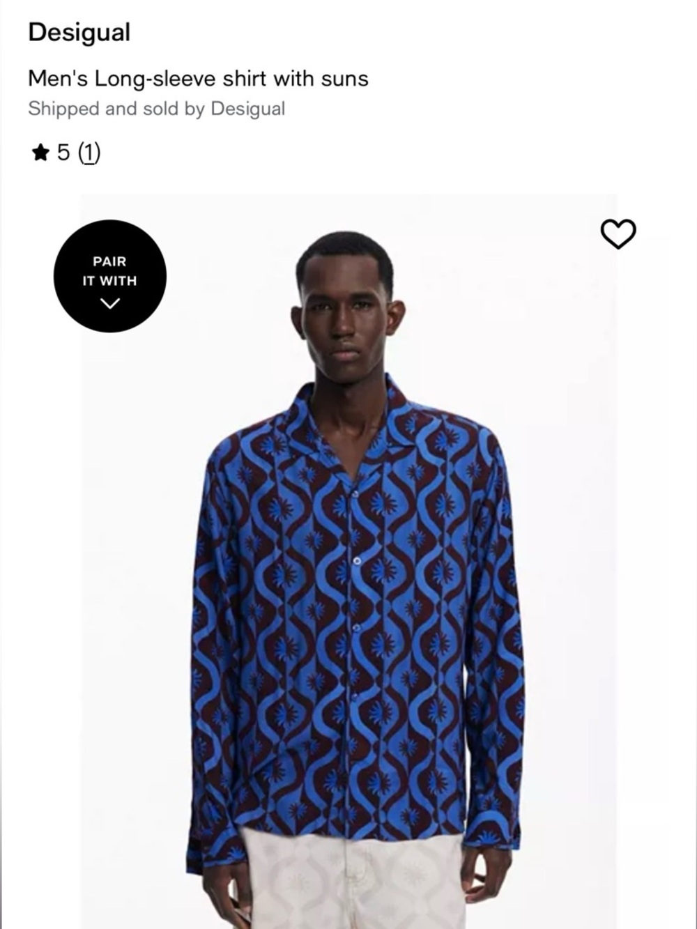 Desigual Men's Blue and Maroon Long-Sleeve Button-Down Shirt